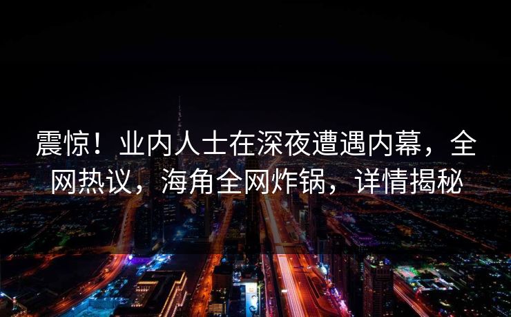 震惊！业内人士在深夜遭遇内幕，全网热议，海角全网炸锅，详情揭秘