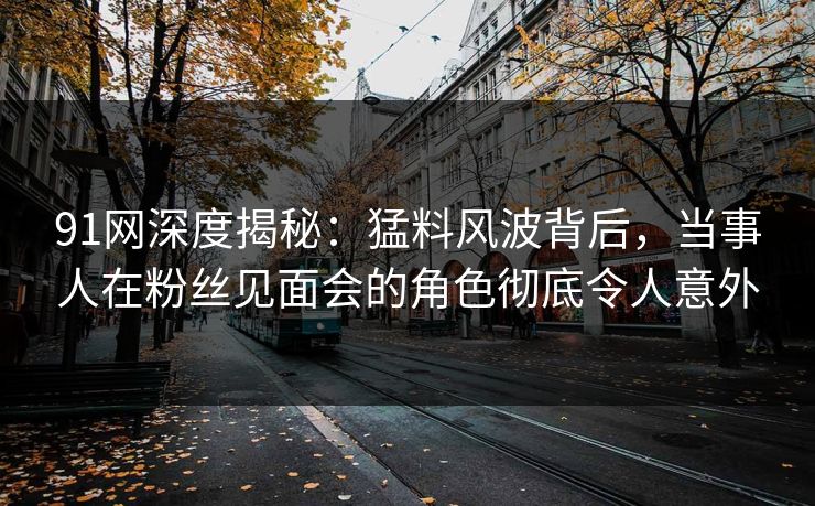 91网深度揭秘：猛料风波背后，当事人在粉丝见面会的角色彻底令人意外