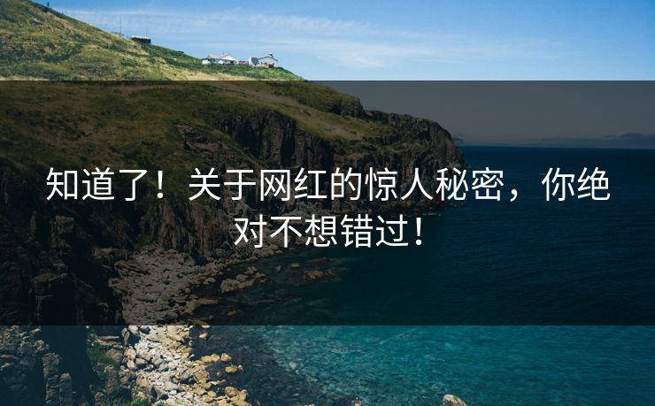 知道了！关于网红的惊人秘密，你绝对不想错过！