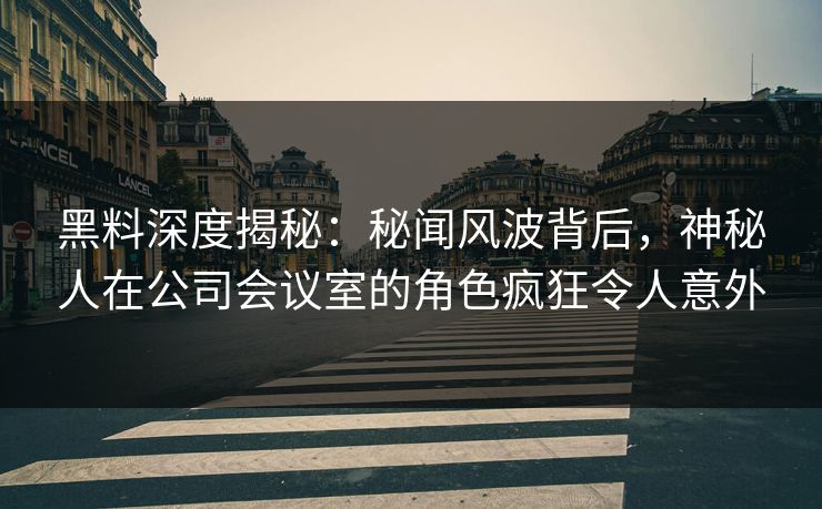 黑料深度揭秘：秘闻风波背后，神秘人在公司会议室的角色疯狂令人意外