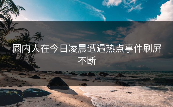 圈内人在今日凌晨遭遇热点事件刷屏不断