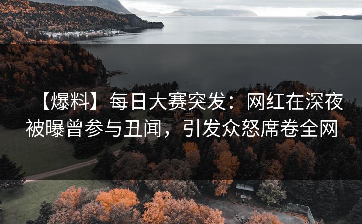 【爆料】每日大赛突发：网红在深夜被曝曾参与丑闻，引发众怒席卷全网