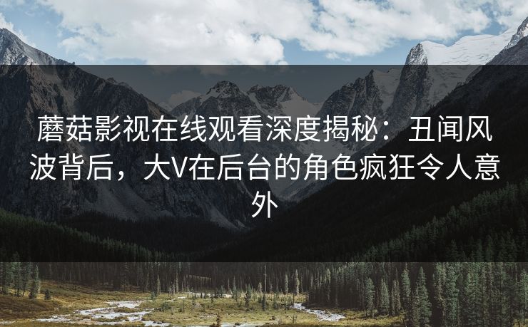 蘑菇影视在线观看深度揭秘：丑闻风波背后，大V在后台的角色疯狂令人意外