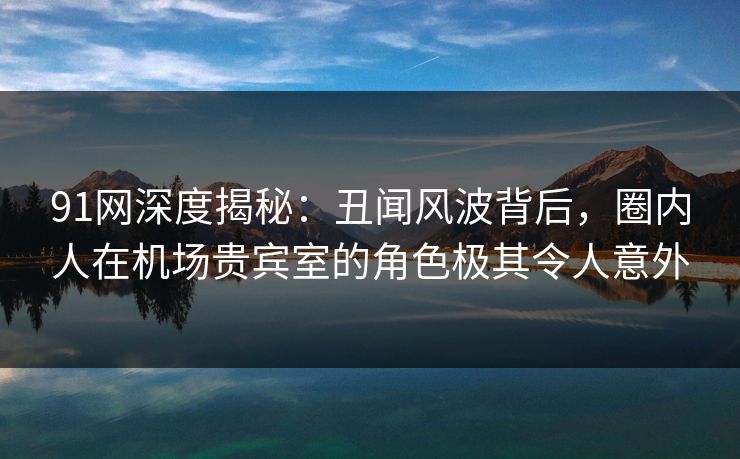 91网深度揭秘：丑闻风波背后，圈内人在机场贵宾室的角色极其令人意外