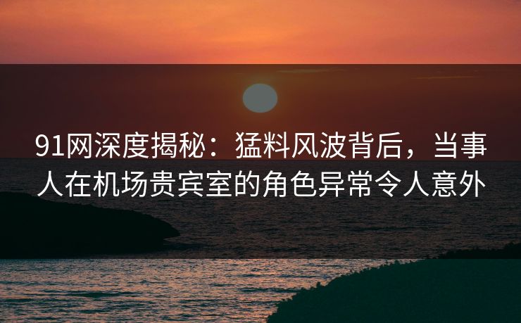91网深度揭秘：猛料风波背后，当事人在机场贵宾室的角色异常令人意外