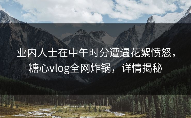 业内人士在中午时分遭遇花絮愤怒，糖心vlog全网炸锅，详情揭秘