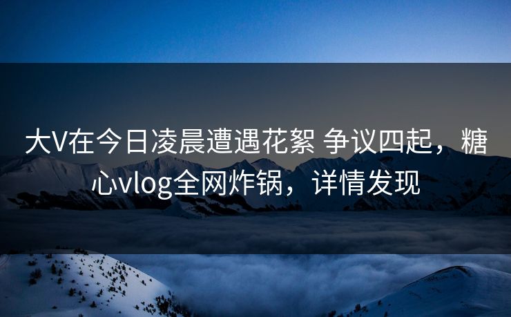 大V在今日凌晨遭遇花絮 争议四起，糖心vlog全网炸锅，详情发现